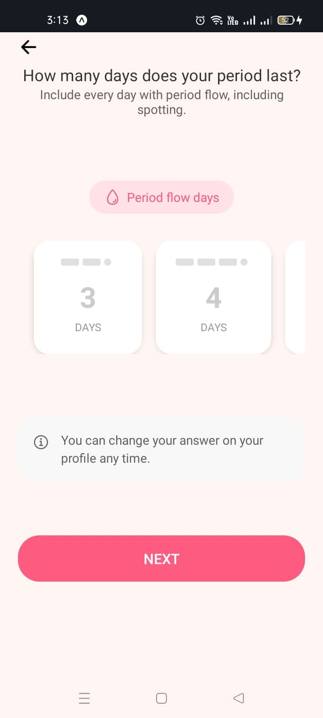 Period Length Screen