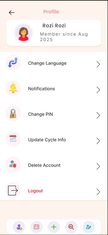 Profile Settings Screen